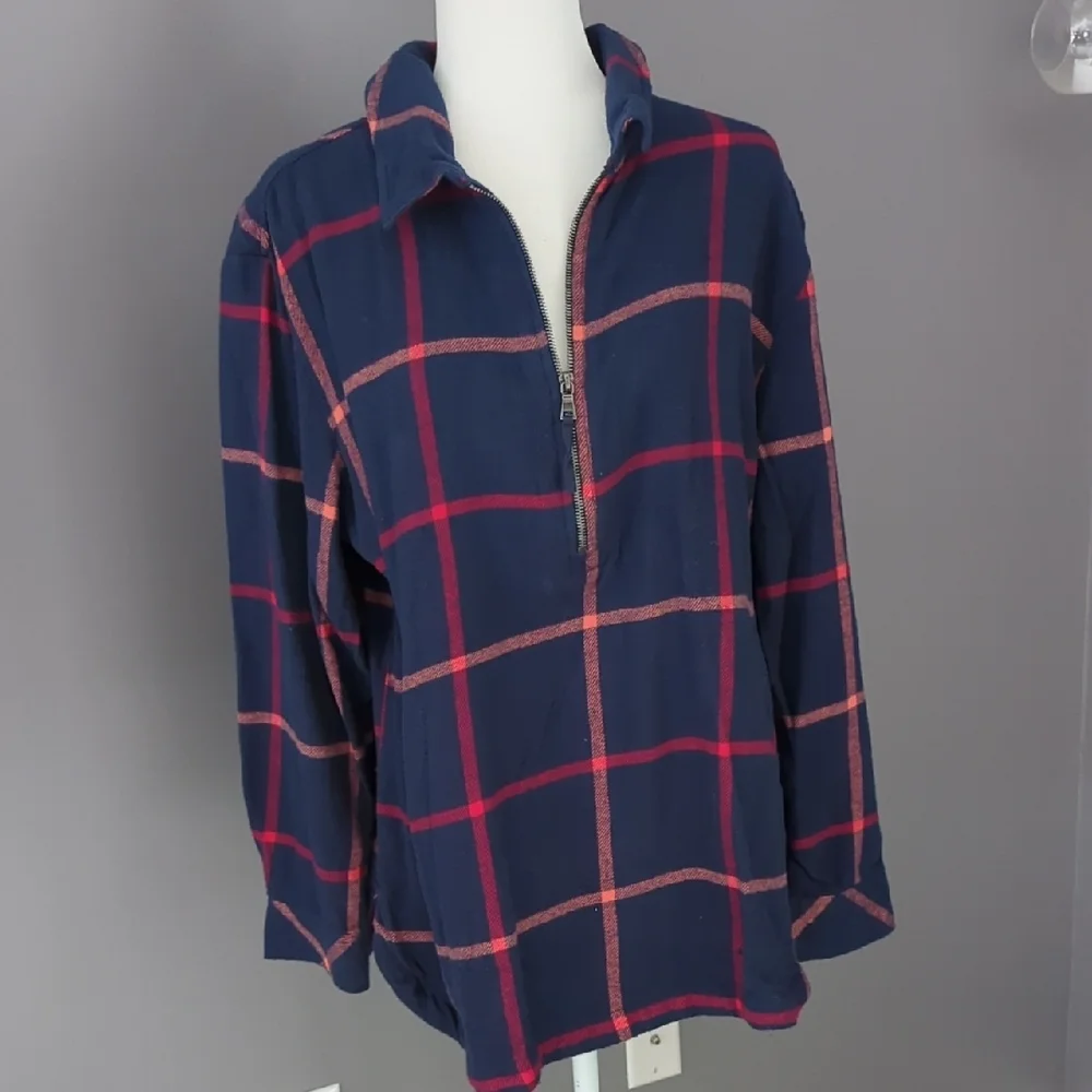 Sonoma Navy and Red Plaid Women's Top